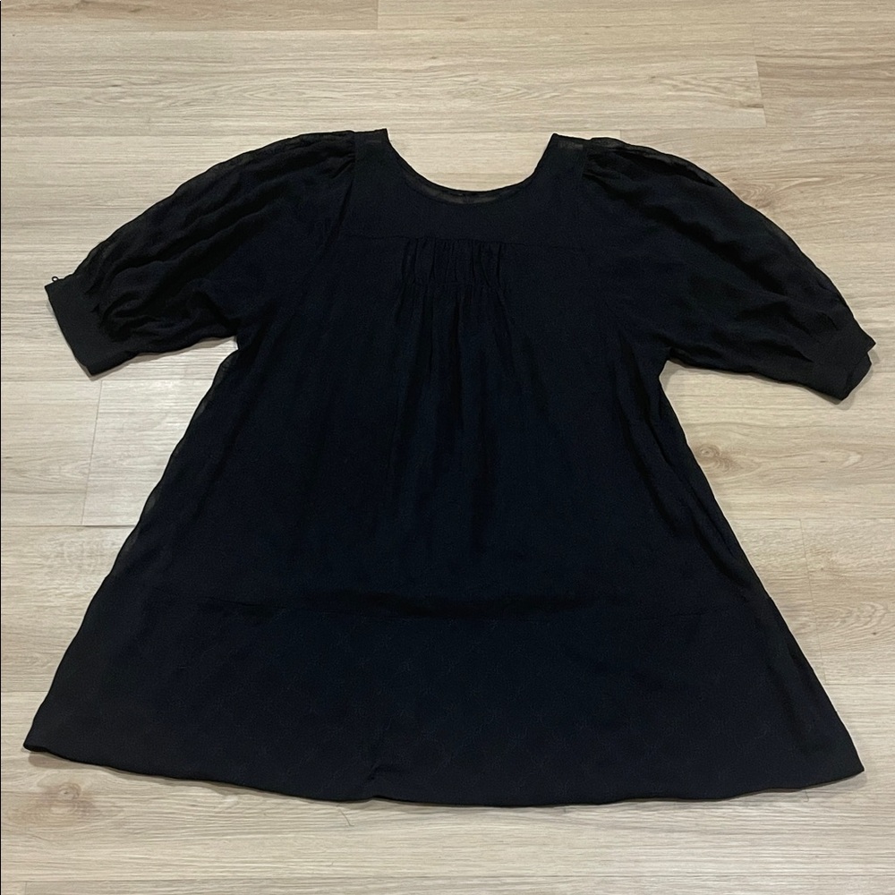 Sheet Black Puff Sleeve Dress